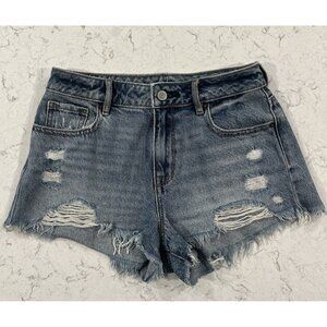 Pacsun Women's Blue Denim Shorts Size 25 High Rise Festival Raw Hem